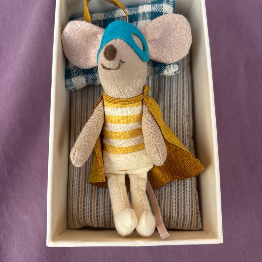 Maileg MOUSE SUPER HERO Little Brother Matchbox Danish Design NEW with box